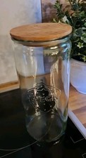 WECK GLAS ~ mit Holz-Deckel Vorratsglas Dose, H: ca. 21cm D: ca. 9cm NEUWERTIG 