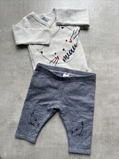 Langarmbody und Hose als süßes Set, Größe 62, Wickelbody, Gebraucht wie Neu