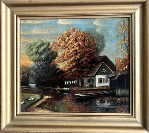 Alte malerei bauernhaus mit - bauernhaus,