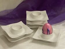 6 Eierbecher Eierteller mit Ablage weiß Porzellan  Sinfonia Ostern Frühstücksei