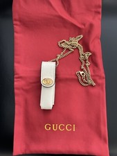 GUCCI ♥️ Lipstick Etui Kette Leder Off White Lippenstift Tasche Neuwertig!