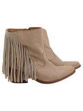 Buffalo Wildleder Stiefeletten Fransen Reißverschluss Beige Gr. 37