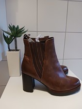 Damen Chelsea Boots Stiefeletten Blockabsatz Plateau Profilsohle Gr. 39   NEU