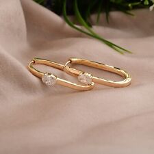 0.84 Karat Si / H Oval Solitaire Natürlicher Diamant Creolen 14k Solide Gelb