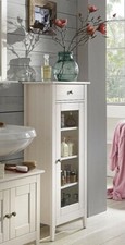 Massivholz Hoch-Kommode Kiefer massiv weiß NEU Midi-schrank Anrichte vitrine Bad