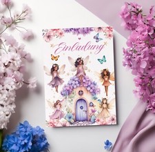 Einladungskarten Kindergeburtstag Fee Set 6, 10 Stück Mädchen Wald Elfenparty