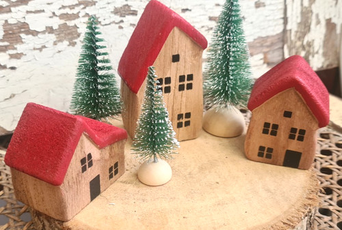 Set haus holz weihnachtsbaum - 6,