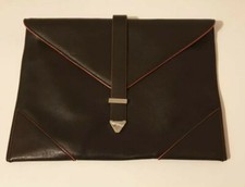 REISS Kuverttasche/ Clutch, Leder, Schwarz/ Bordeaux