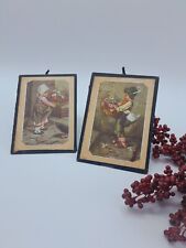 URALTE ANTIKE Bilder zeitgenössisch ORIGINAL Bild Rahmen Kinder Blumen Korb