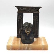 X-155 Vintage-ägyptischer Briefhalter, Pharao aus Messing auf Marmorsockel