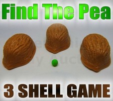 FIND THE PEA 3 SHELL GAME HALF WALNUT STREET CON A SCAM CLOSE UP MAGIC TRICK NEU