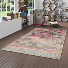 Designer Teppich Vintage Zoe Orient Klassik Blau Pink Verlauf