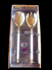 Edles Salatbesteck Martian Nizza  weiss/gold  unbenutzt TOP