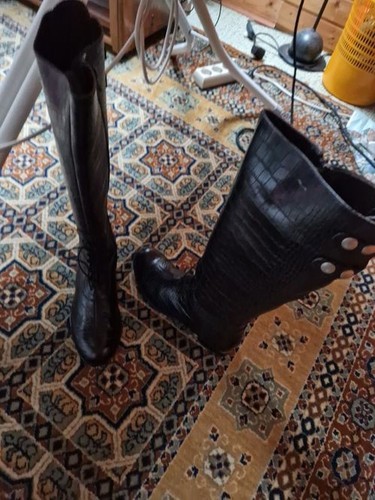 Stiefel schwarz glattes - ,