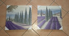 2 Leinwand-Bilder Natur Lavendelfeld Violette, Größe: 40x40