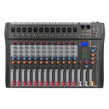 12 Kanal Audio Mischpult Konsole 3-Band EQ DJ Live Mixer Studio Bluetooth USB