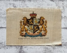 Fürstentum Reuss Ältere Linie Löwe Krone Wappen Heraldik Stoff gedruckt Vintage