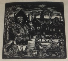 St. Martin Mann Glocke Kinder Kuh Grafik Hermann Schlatt Bocholt Martinsumzug