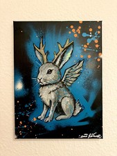 Graffiti Leinwand Bild  Wolpertinger Hase UNIKAT Acryl Geschenk Mystery 