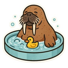 Walrus in Hot Tub 9x9cm Car
