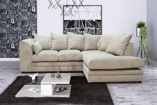 Cremefarbenes L-förmiges 3+2-Sitzer Ecksofa - Plüschstoff Modular Couch (rechte Hand)