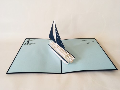 Segelboot klappkarte - segelboot,, 3d-klappkarte
