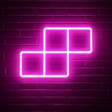 Neon led light building - building, block