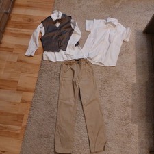 Festlich Jungen Gr 134 2x Hemd Weste Fliege Hose beige Kommunion Hochzeit