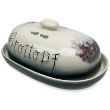 Brottopf Keramik Brot-Topf Dose Brotkasten oval  - 37 x 22,5 x 15,5 cm Brotdose