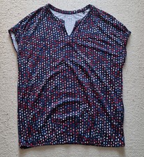 Bonita Sommer Shirt Bluse Tunika ärmellos Gr. L dunkel blau rot weiß Viskose