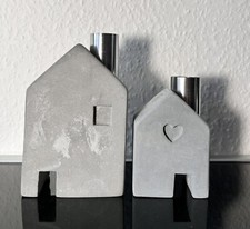 Deko Betonhöuser 2x für Stabkerzen Herbst Deko