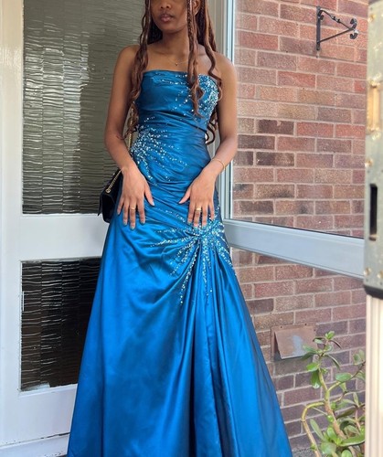 Blaues satin ballkleid - blaues, in