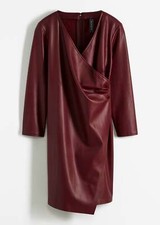 Lederimitat-Kleid in Wickeloptik Gr. 40 Ahornrot Minikleid Freizeitkleid Neu