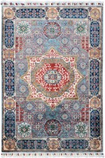 Teppich Orient Afghan Ziegler Mamluk 100x150 cm 100% Wolle Handgeknüpft Rug grau