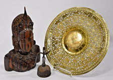 Asiatika ANTIKE GARUDA BRONZE GLOCKE Zierschale Sri Lanka & Buddha Schnitzerei