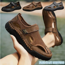 Sommer Herren Leder Sandalen Casual Strand Schuhe Geschlossene Wandern Schuhe DE