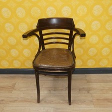 true vintage Bugholz/Leder Stuhl Armlehnstuhl Gastronomie Kaffeehausstuhl Patina