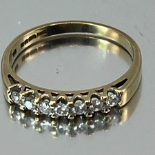 Halber Ewigkeits-/Vorsteckring 9 kt Gelbgold & Diamant UK-Größe L1/2 gebraucht 446