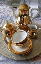 Moccaservice Vergoldet Ohne Stempel Von Ca 1950 Sein Normale Gebrauchsspuren 