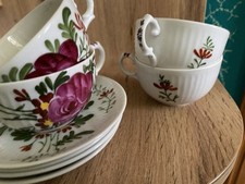 Teetassen „Friesische Rose" Teetassen Teeset Porzellan 3Tassen mit Unterteil