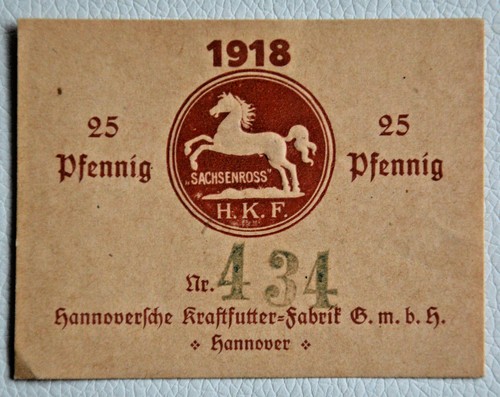 Hannover notgeld pfg - 25, 1918