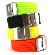 Silikon 18mm 20mm 22mm 24mm Uhrenarmband mit Edelstahl Faltschließe