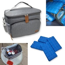 Kühltasche Klein 8L Mini Kühlbox Thermotasche Camping Lunchtasche + 4x Kühlakkus