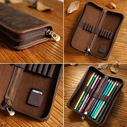 Vintage leder federmappe - vintage,