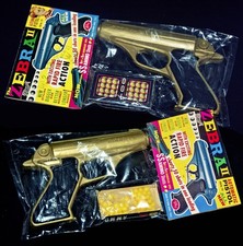 ZEBRA ERBSEN PISTOLE PELLET SHOOTER SET 1970er HONG KONG CHINA EINZINGER SEKIDEN