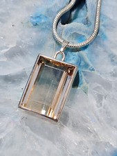 Goldberyll Anhänger in Silber gefasst + Silberkette   (C30)