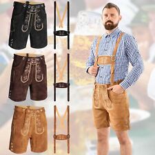 A. Salvarini Herren Trachten Lederhose Echtleder Shorts Ledershort Träger AS180