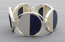 Armband Vintage 60er 70er Silber 925 Sodalith Modernist Design silver Space Age