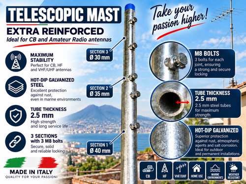 Teleskopmast verzinkt meter - teleskopmast,