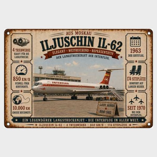 Blechschild interflug - blechschild, il-62